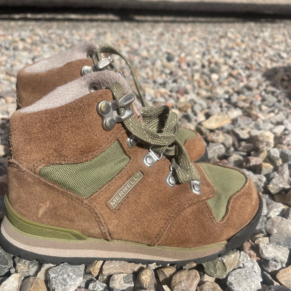 Merrell Kids Brown & Olive Green Hiking Boots